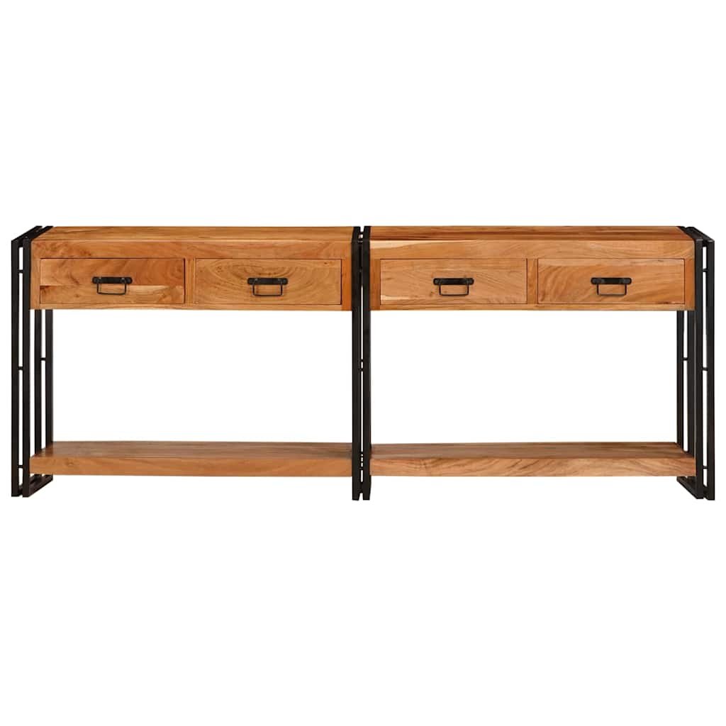 vidaXL Console Tables 2 pcs Brown 200 x 33 x 75 cm Solid Acacia Wood 5