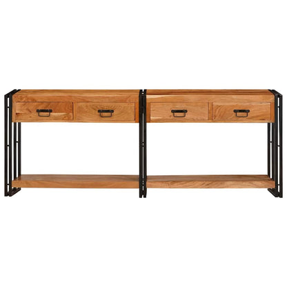 vidaXL Console Tables 2 pcs Brown 200 x 33 x 75 cm Solid Acacia Wood 5