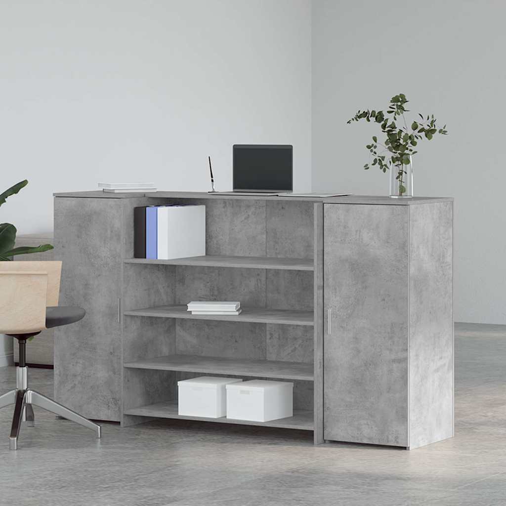 vidaXL Reception Desk Concrete Grey 180x50x103,5 cm Engineered Wood 3