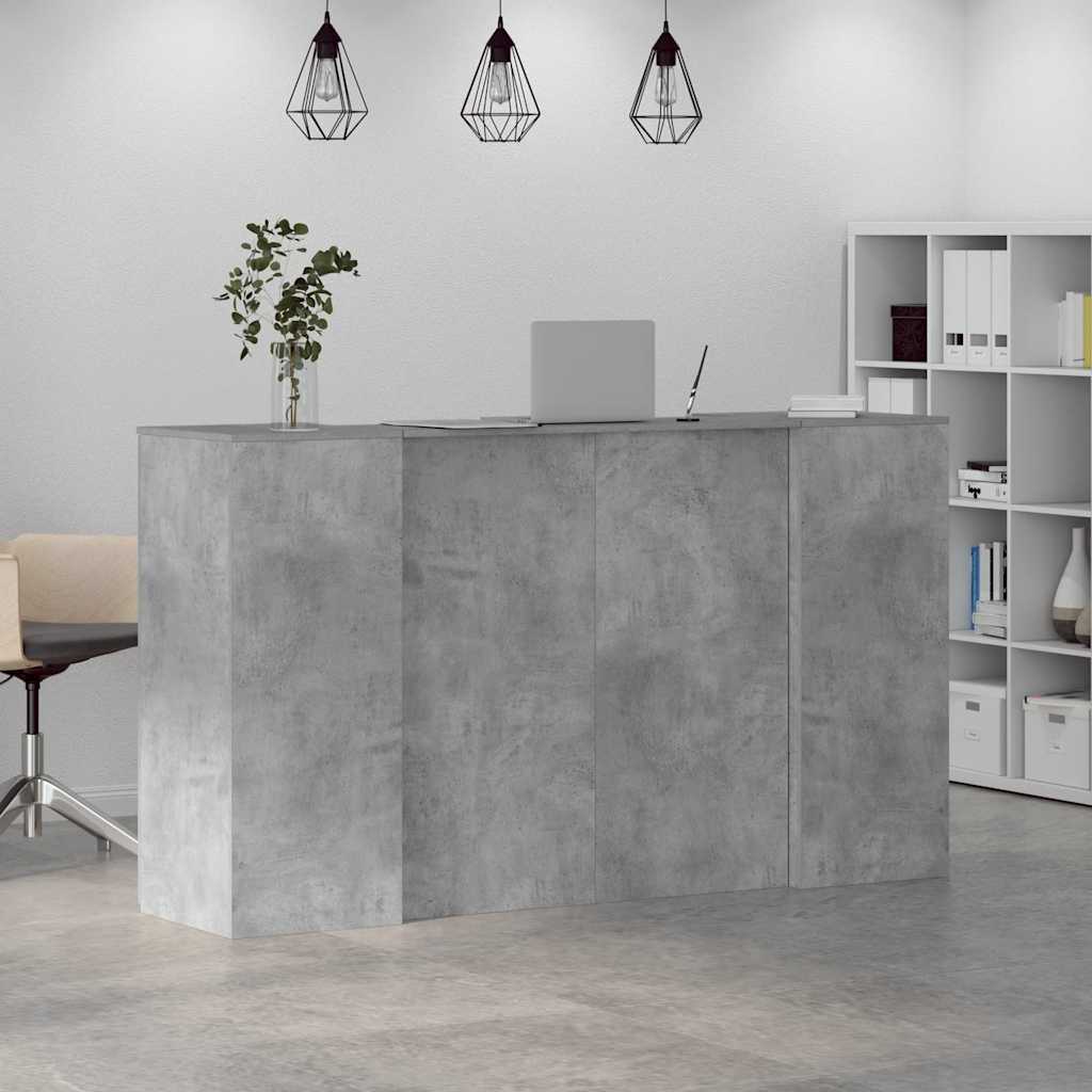 vidaXL Reception Desk Concrete Grey 180x50x103,5 cm Engineered Wood 4