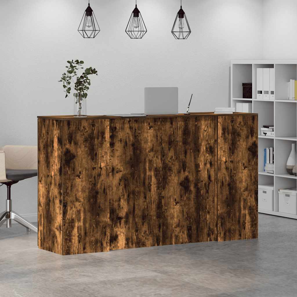 vidaXL Reception Desk Smoked Oak 180x50x103,5 cm Engineered Wood 4