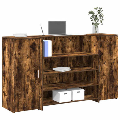 vidaXL Reception Desk Smoked Oak 180x50x103,5 cm Engineered Wood 1