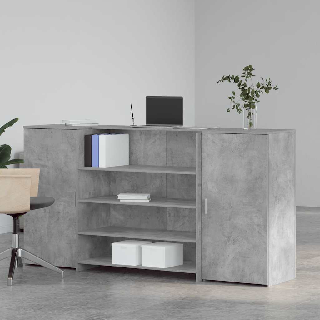 vidaXL Reception Desk Concrete Grey 200x50x103,5 cm Engineered Wood 3