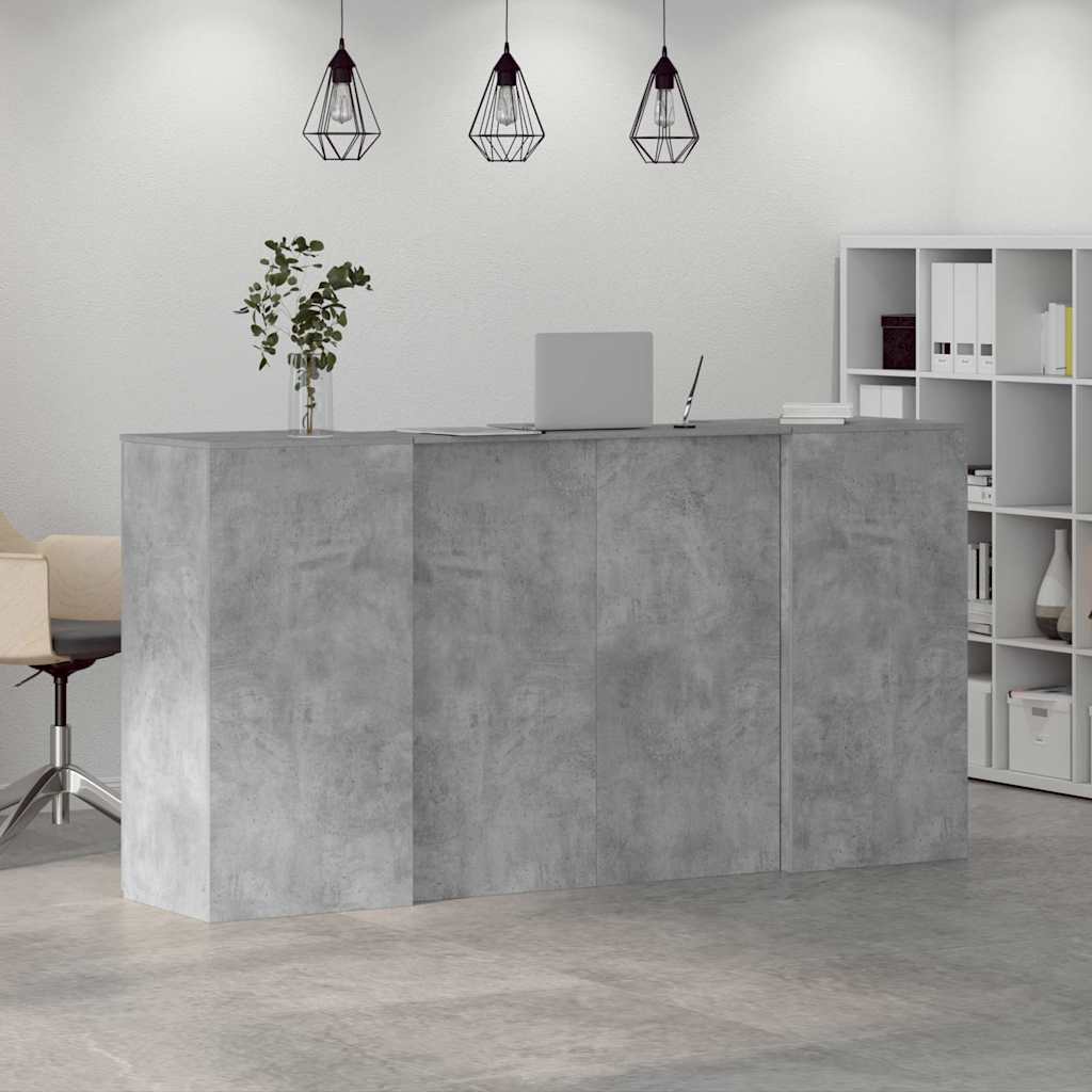 vidaXL Reception Desk Concrete Grey 200x50x103,5 cm Engineered Wood 4