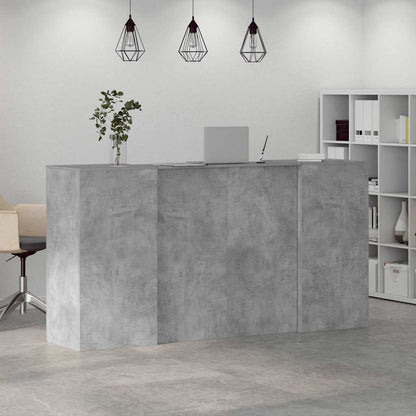 vidaXL Reception Desk Concrete Grey 200x50x103,5 cm Engineered Wood 4