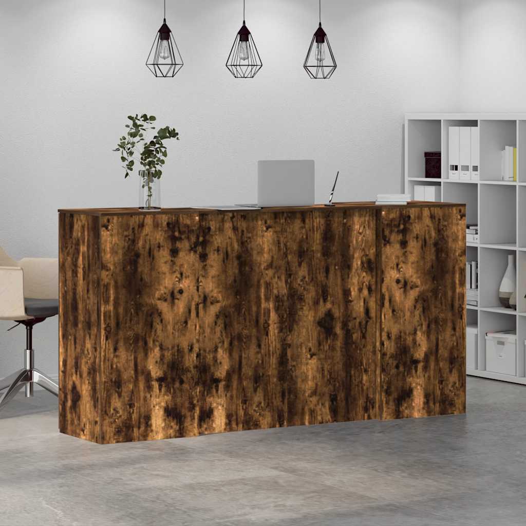 vidaXL Reception Desk Smoked Oak 200x50x103,5 cm Engineered Wood 4