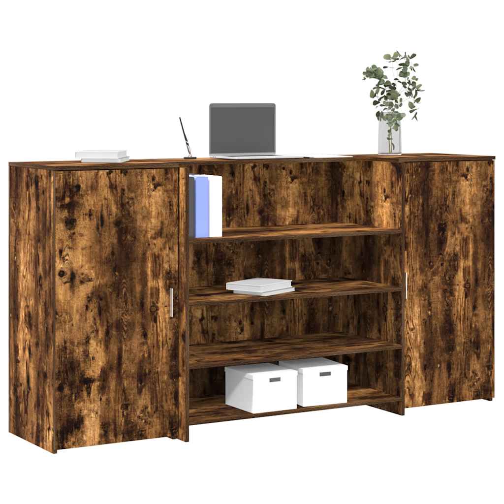 vidaXL Reception Desk Smoked Oak 200x50x103,5 cm Engineered Wood 1