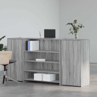vidaXL Reception Desk Grey Sonoma 200x50x103,5 cm Engineered Wood 3