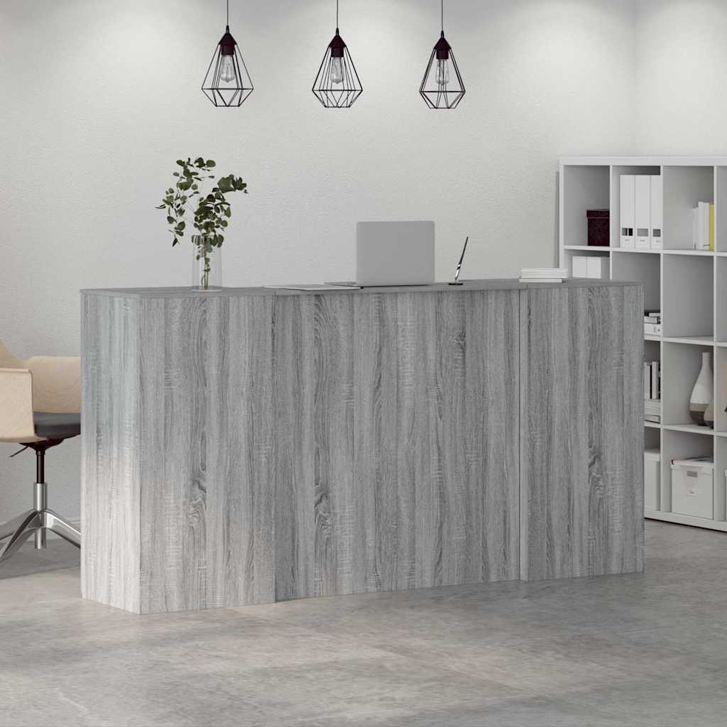 vidaXL Reception Desk Grey Sonoma 200x50x103,5 cm Engineered Wood 4