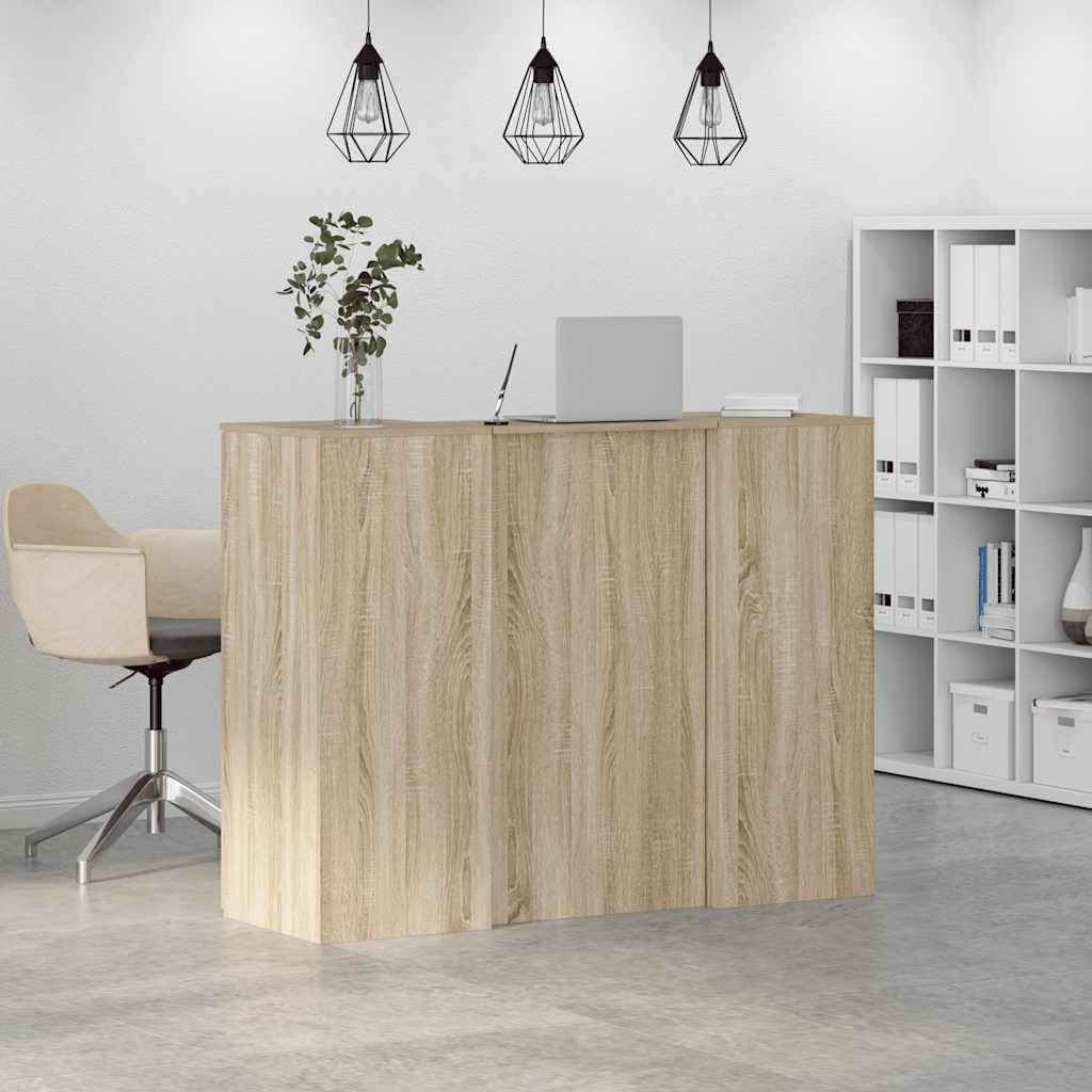 vidaXL Reception Desk Sonoma Oak 135x50x103,5 cm Engineered Wood 4