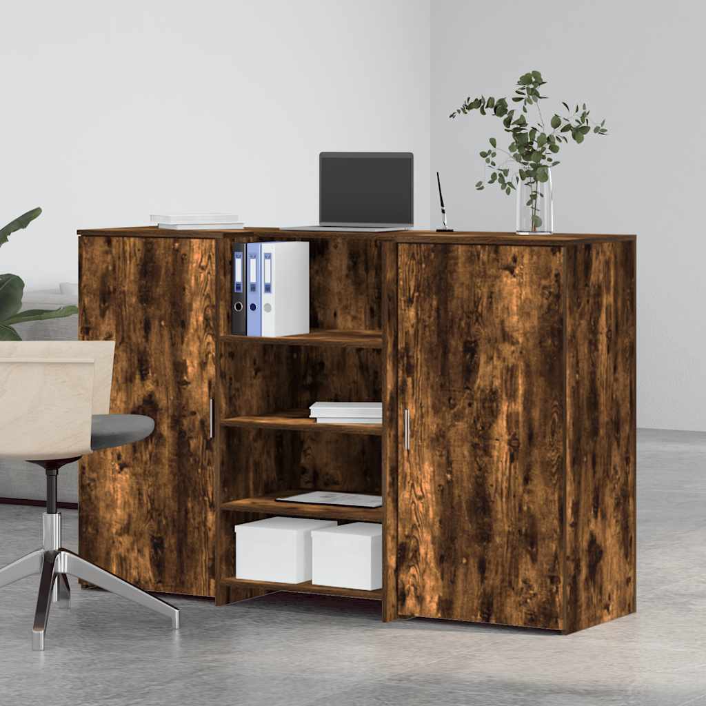 vidaXL Reception Desk Smoked Oak 155x50x103,5 cm Engineered Wood 3