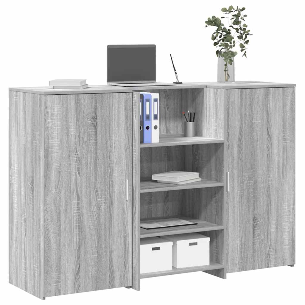 vidaXL Reception Desk Grey Sonoma 155x50x103,5 cm Engineered Wood 1