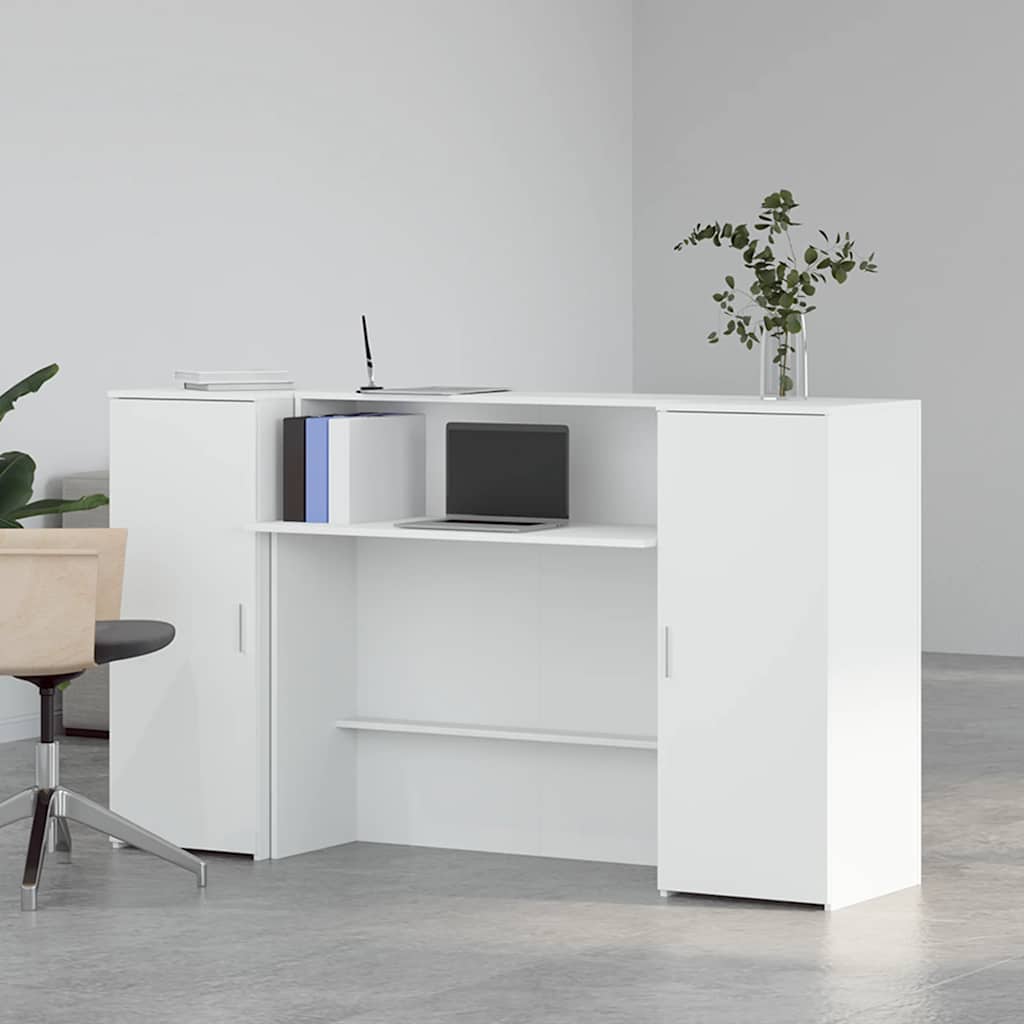 Reception Desk 200x50x103,5 cm Engineered Wood White 180 x 50 x 103.5 cm