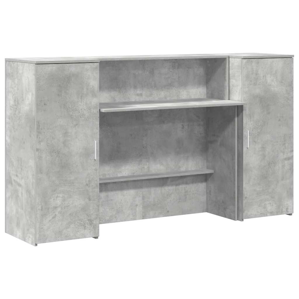 Reception Desk 200x50x103,5 cm Engineered Wood Concrete grey 180 x 50 x 103.5 cm