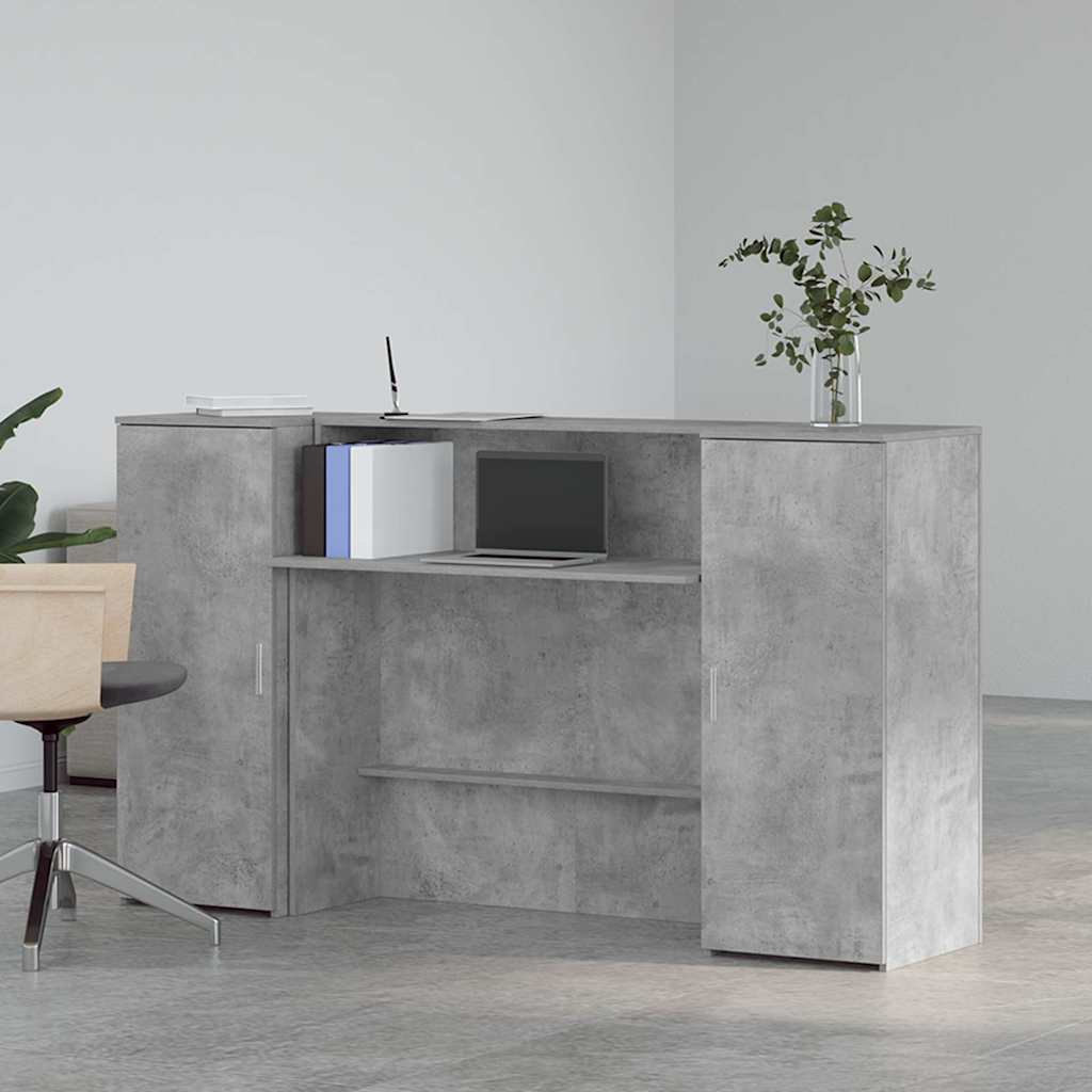 Reception Desk 200x50x103,5 cm Engineered Wood Concrete grey 180 x 50 x 103.5 cm