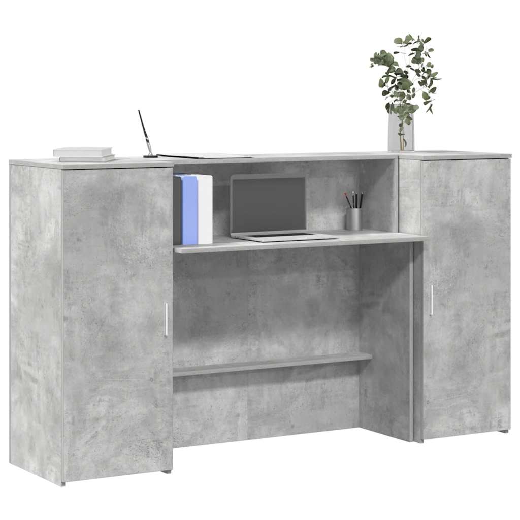 Reception Desk 200x50x103,5 cm Engineered Wood Concrete grey 180 x 50 x 103.5 cm
