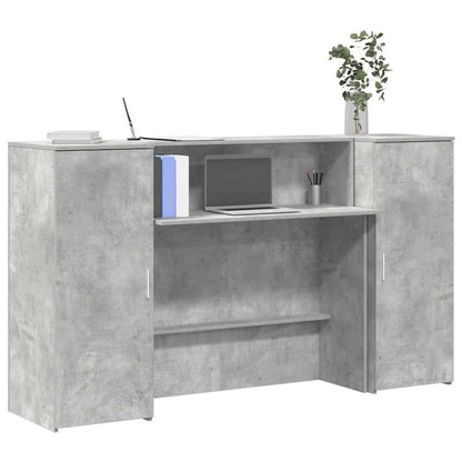 Reception Desk 200x50x103,5 cm Engineered Wood Concrete grey 180 x 50 x 103.5 cm