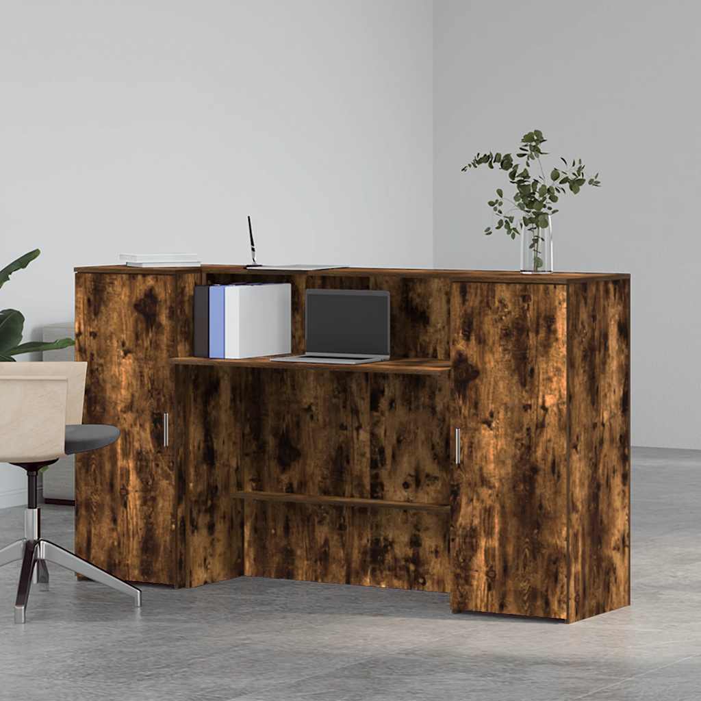 vidaXL Reception Desk Smoked Oak 180x50x103,5 cm Engineered Wood 3
