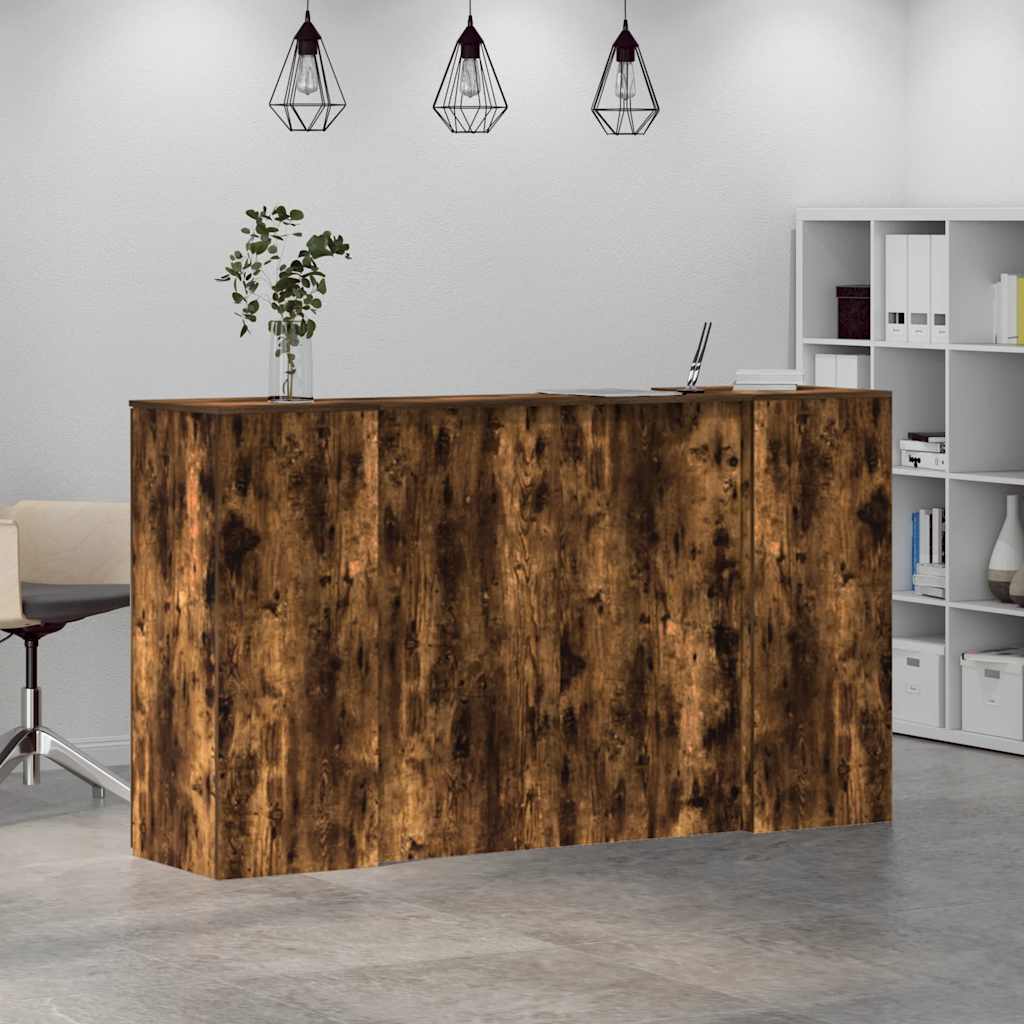 vidaXL Reception Desk Smoked Oak 180x50x103,5 cm Engineered Wood 4