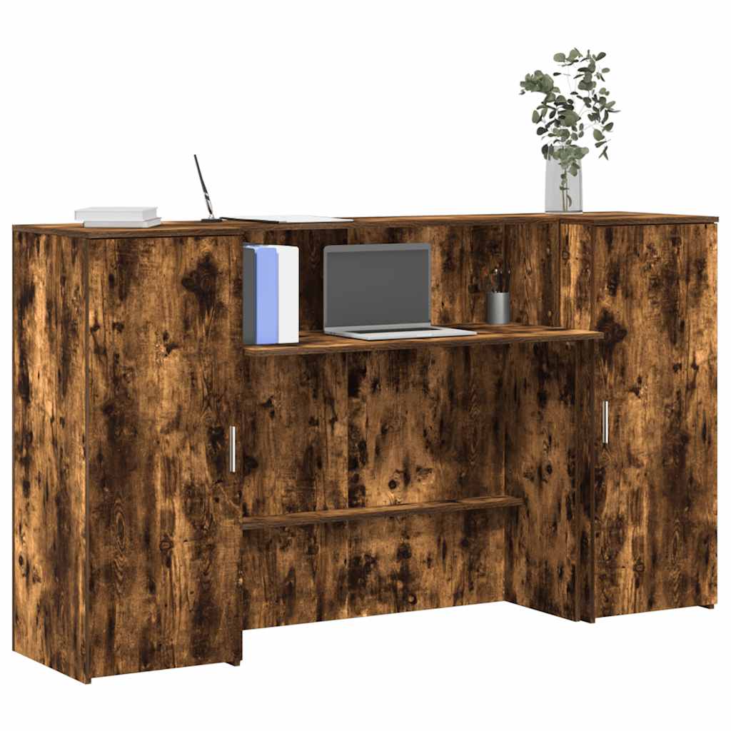 vidaXL Reception Desk Smoked Oak 180x50x103,5 cm Engineered Wood 1