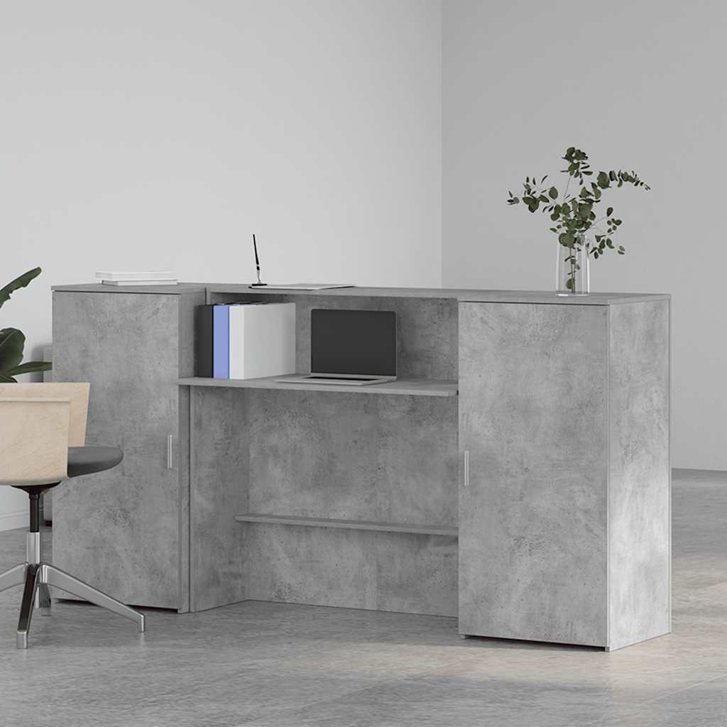 vidaXL Reception Desk Concrete Grey 200x50x103,5 cm Engineered Wood 3