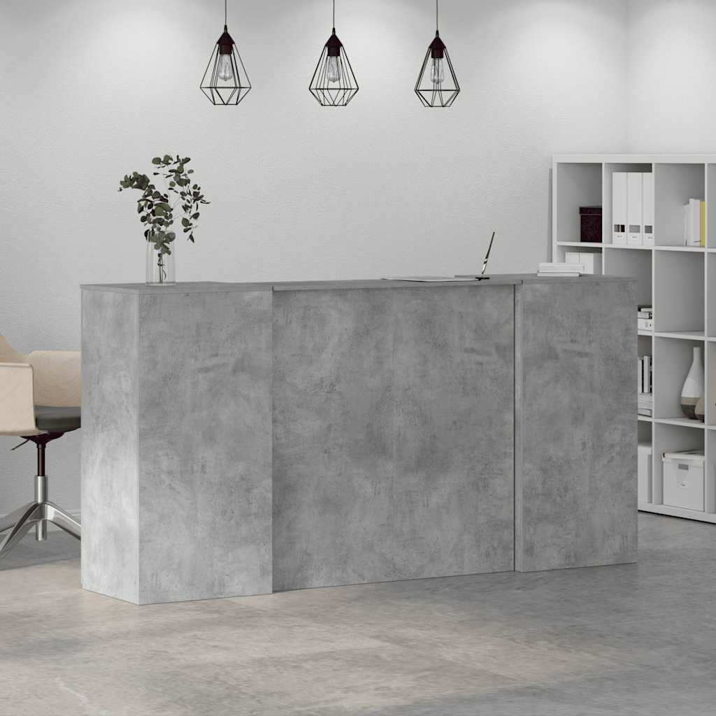 vidaXL Reception Desk Concrete Grey 200x50x103,5 cm Engineered Wood 4