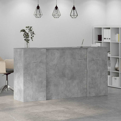 vidaXL Reception Desk Concrete Grey 200x50x103,5 cm Engineered Wood 4