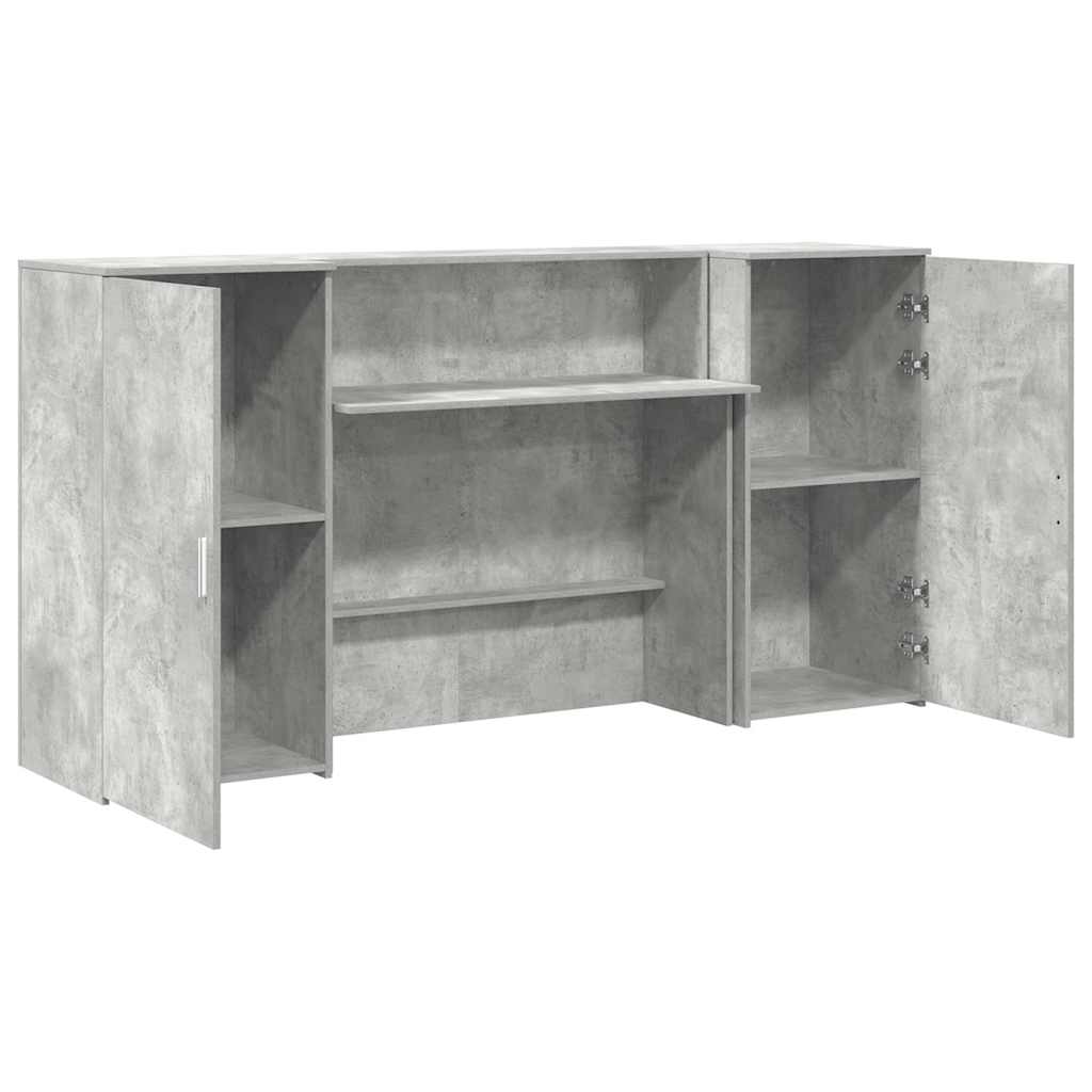vidaXL Reception Desk Concrete Grey 200x50x103,5 cm Engineered Wood 6