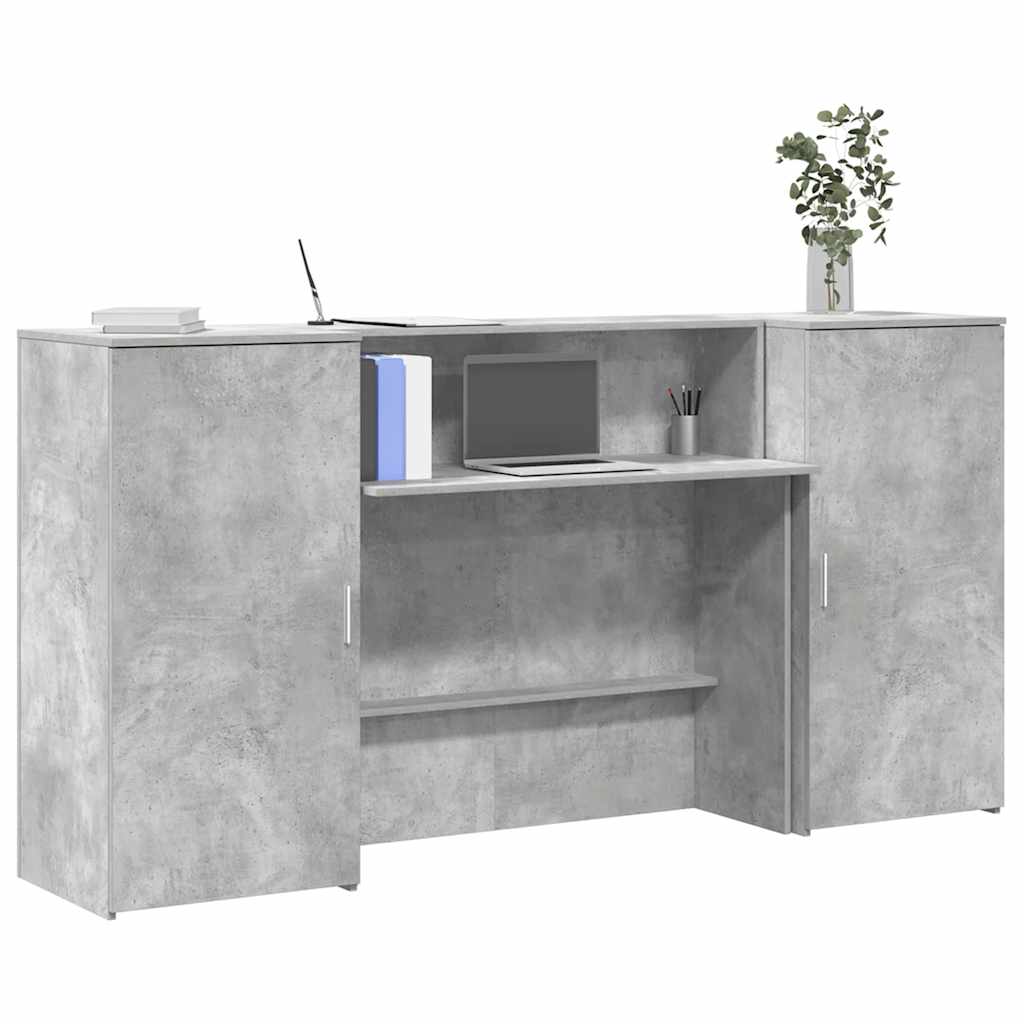 vidaXL Reception Desk Concrete Grey 200x50x103,5 cm Engineered Wood 1