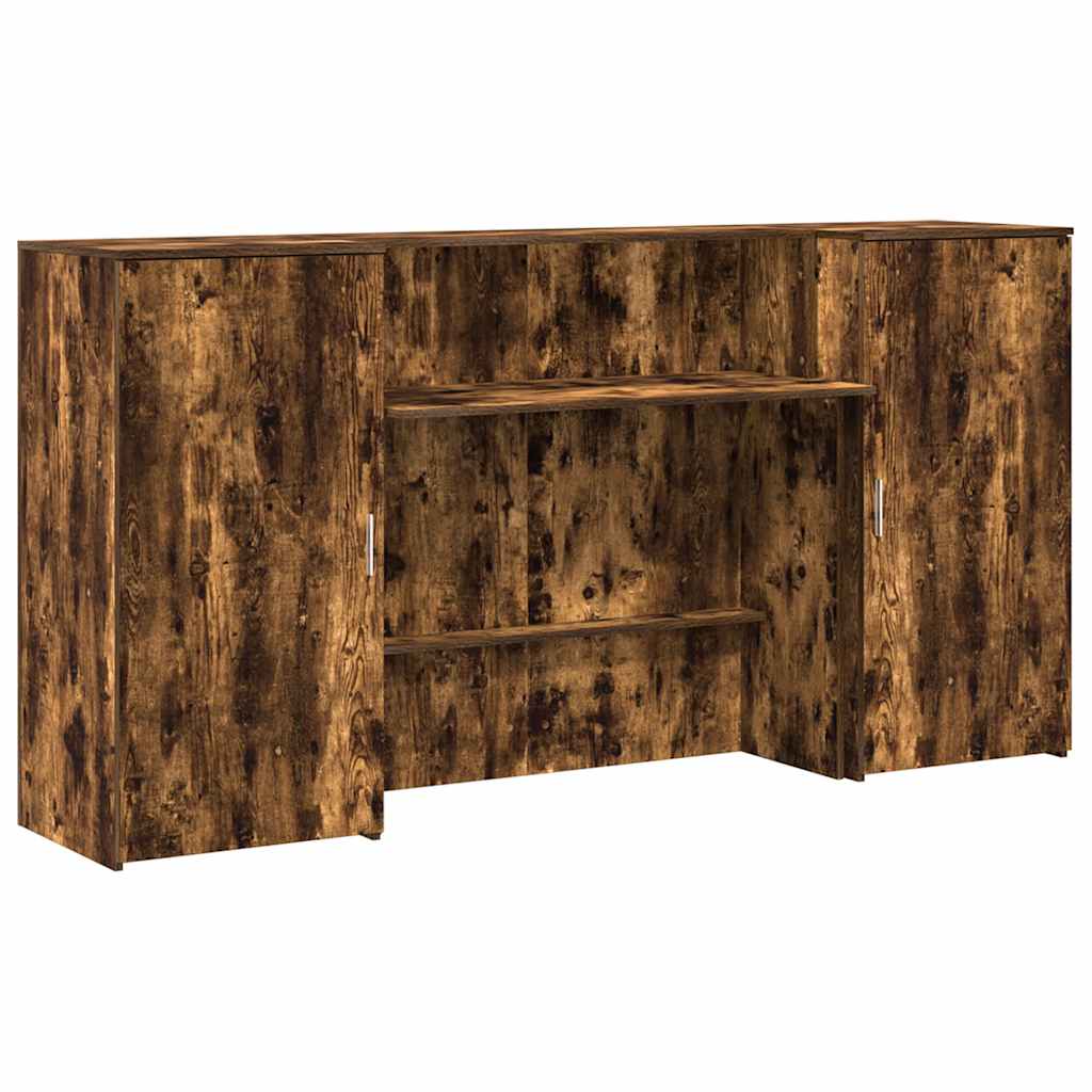 vidaXL Reception Desk Smoked Oak 200x50x103,5 cm Engineered Wood 2