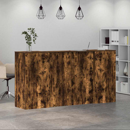 vidaXL Reception Desk Smoked Oak 200x50x103,5 cm Engineered Wood 4