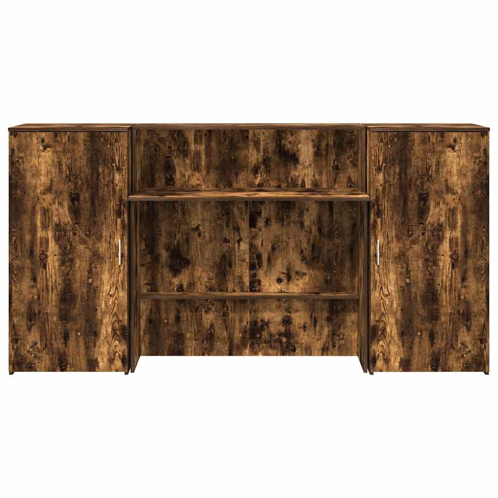 vidaXL Reception Desk Smoked Oak 200x50x103,5 cm Engineered Wood 5