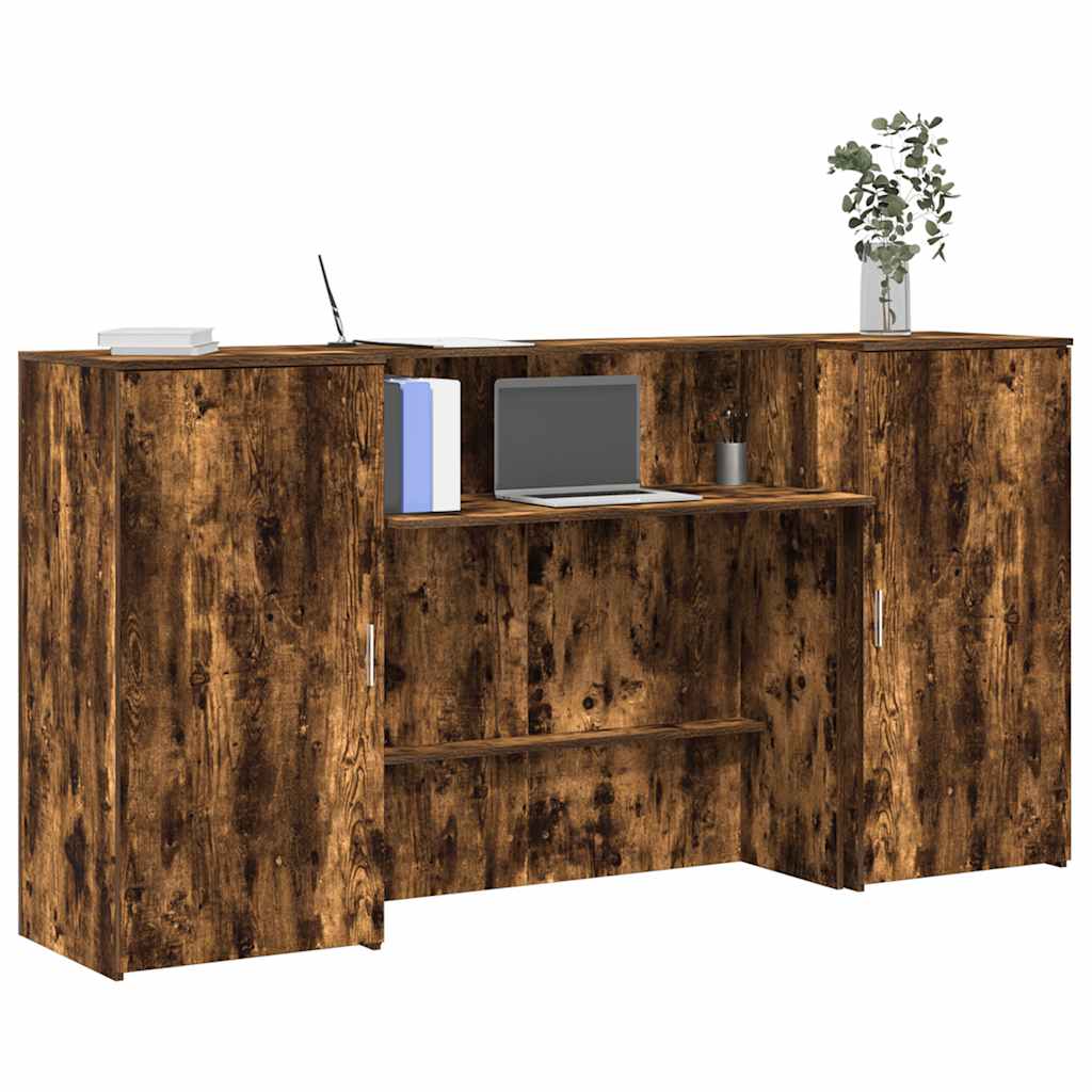 vidaXL Reception Desk Smoked Oak 200x50x103,5 cm Engineered Wood 1