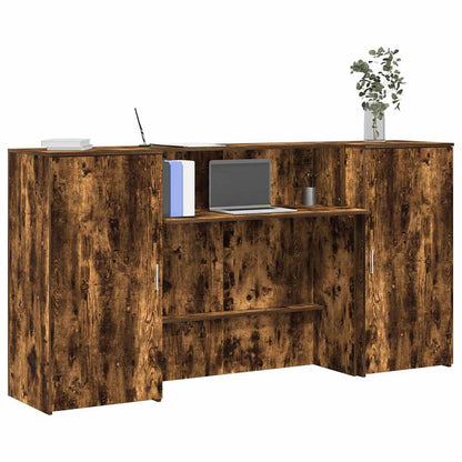 vidaXL Reception Desk Smoked Oak 200x50x103,5 cm Engineered Wood 1