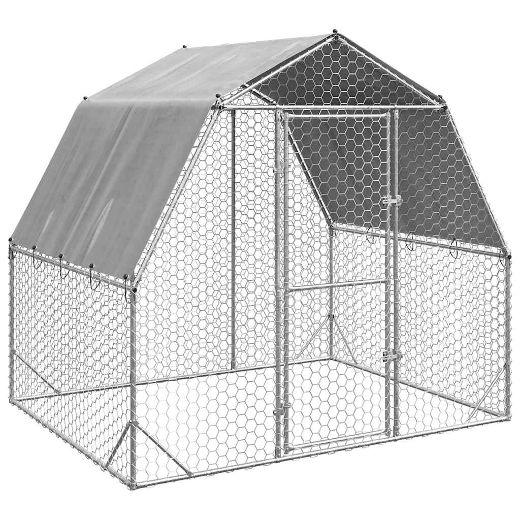 vidaXL Chicken Run with Roof 2,5x2x2,25 m Galvanised Steel 2