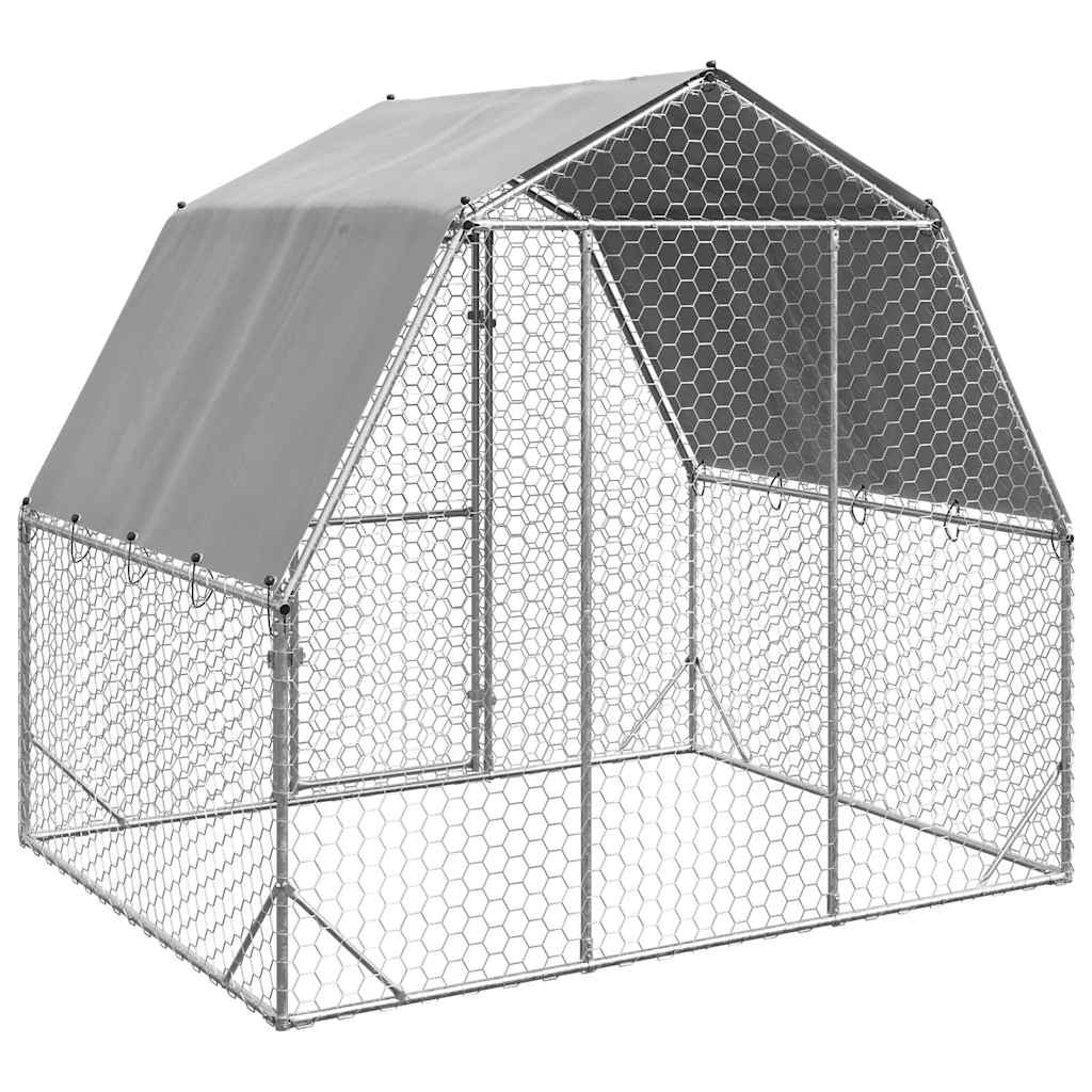 vidaXL Chicken Run with Roof 2,5x2x2,25 m Galvanised Steel 5