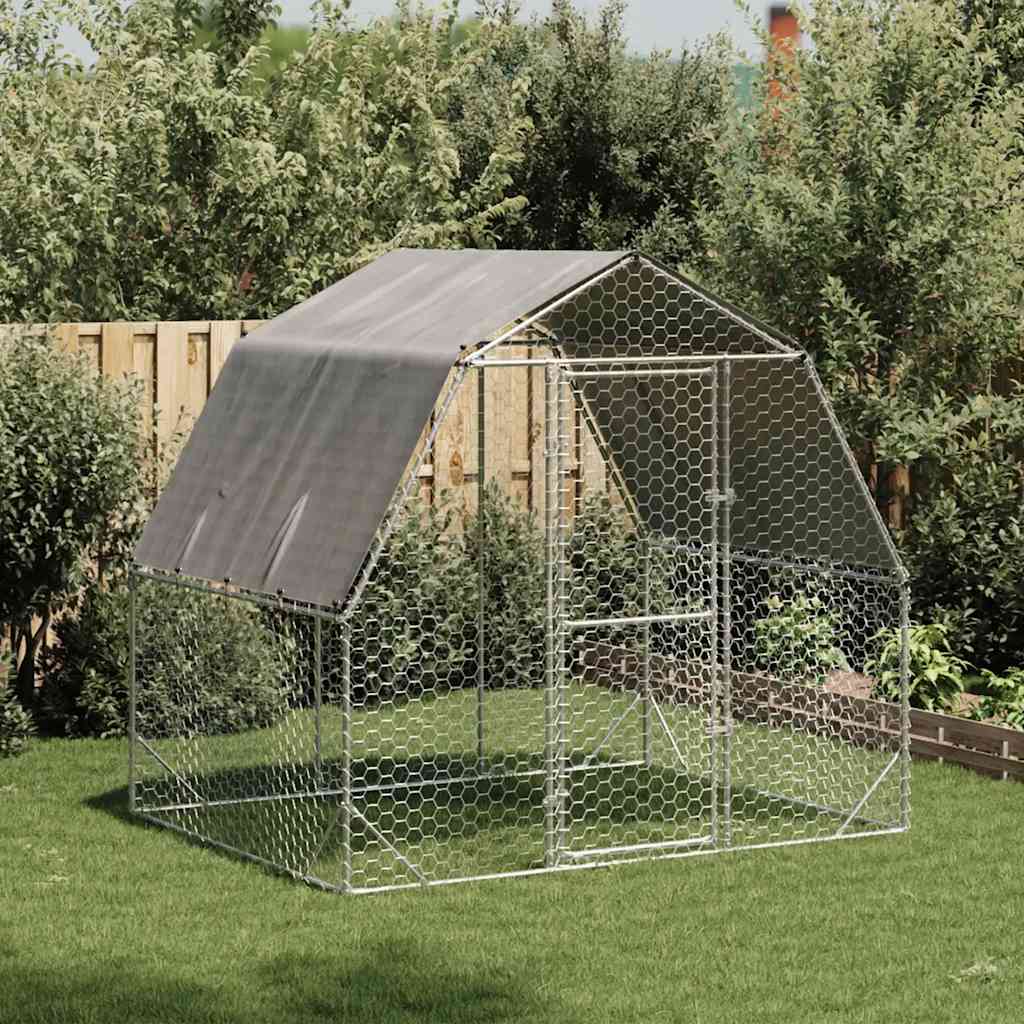 vidaXL Chicken Run with Roof 2,5x2x2,25 m Galvanised Steel 1