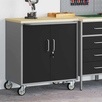 vidaXL Trolley Rolling Workbench Black and Grey 75 x 45 x 85 cm 3