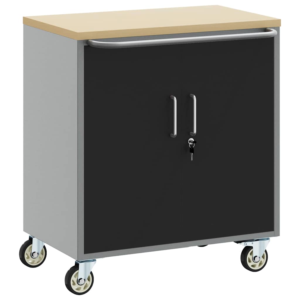 vidaXL Trolley Rolling Workbench Black and Grey 75 x 45 x 85 cm 2