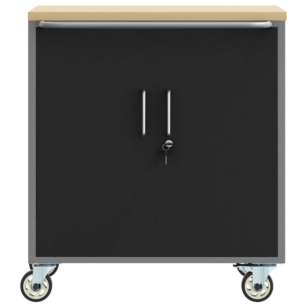 vidaXL Trolley Rolling Workbench Black and Grey 75 x 45 x 85 cm 5