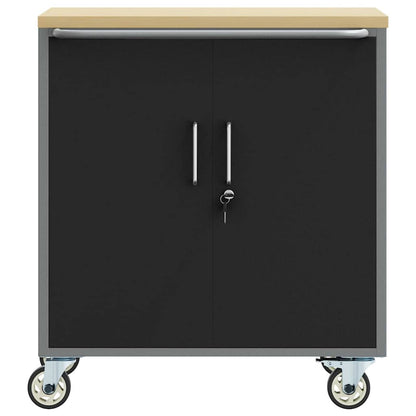 vidaXL Trolley Rolling Workbench Black and Grey 75 x 45 x 85 cm 5