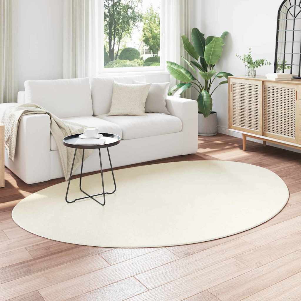 Carpet HUARTE Polyester Oval-asymmetric Length 200 cm Cream 140 cm