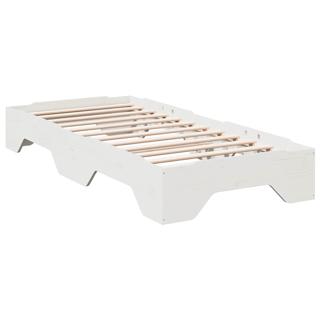 Bed Frame No Mattress Stackable Solid Wood White 90 cm