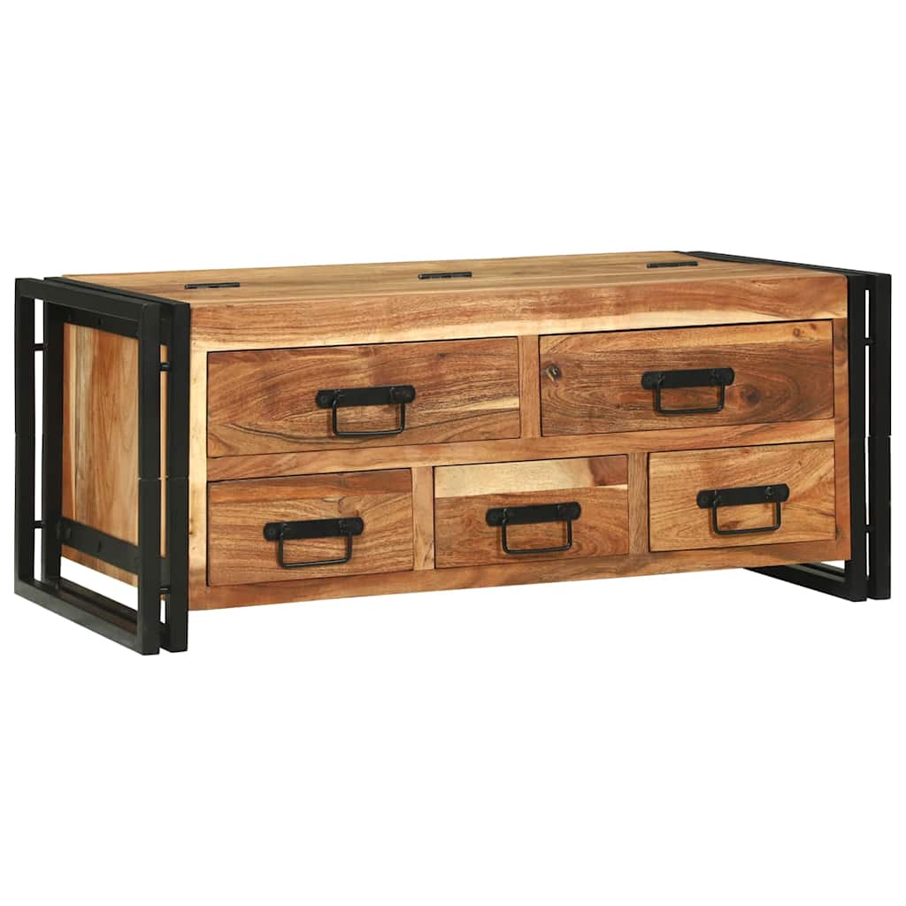 Coffee Table Brown Solid Acacia Wood, image 2