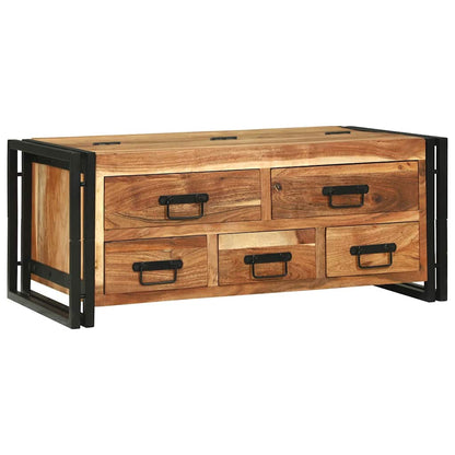 Coffee Table Brown Solid Acacia Wood, image 2