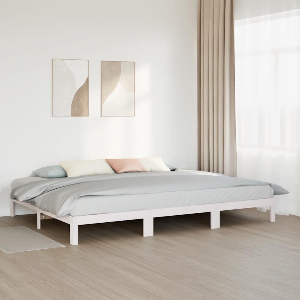 vidaXL Family Bed Frame No Mattress White 270x200 cm Solid Wood Pine 3