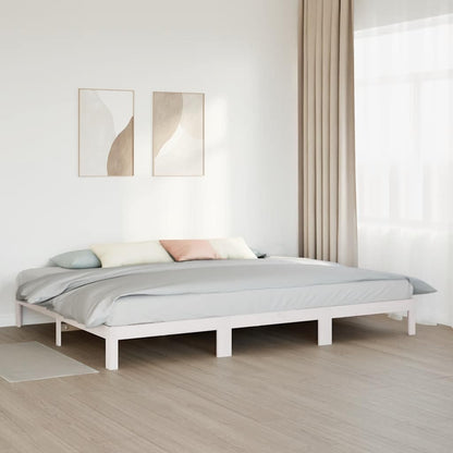 vidaXL Family Bed Frame No Mattress White 270x200 cm Solid Wood Pine 3