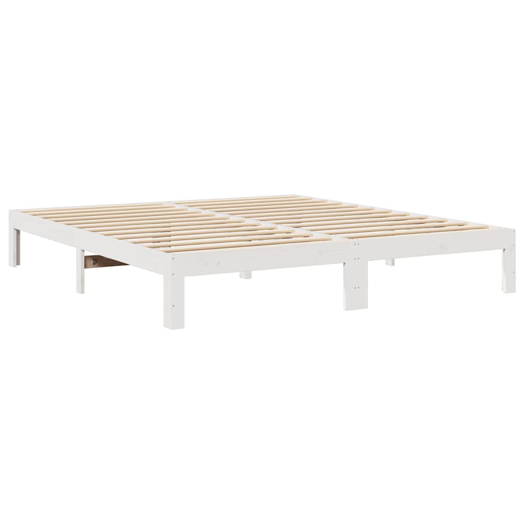 vidaXL Family Bed Frame No Mattress White 270x200 cm Solid Wood Pine 5