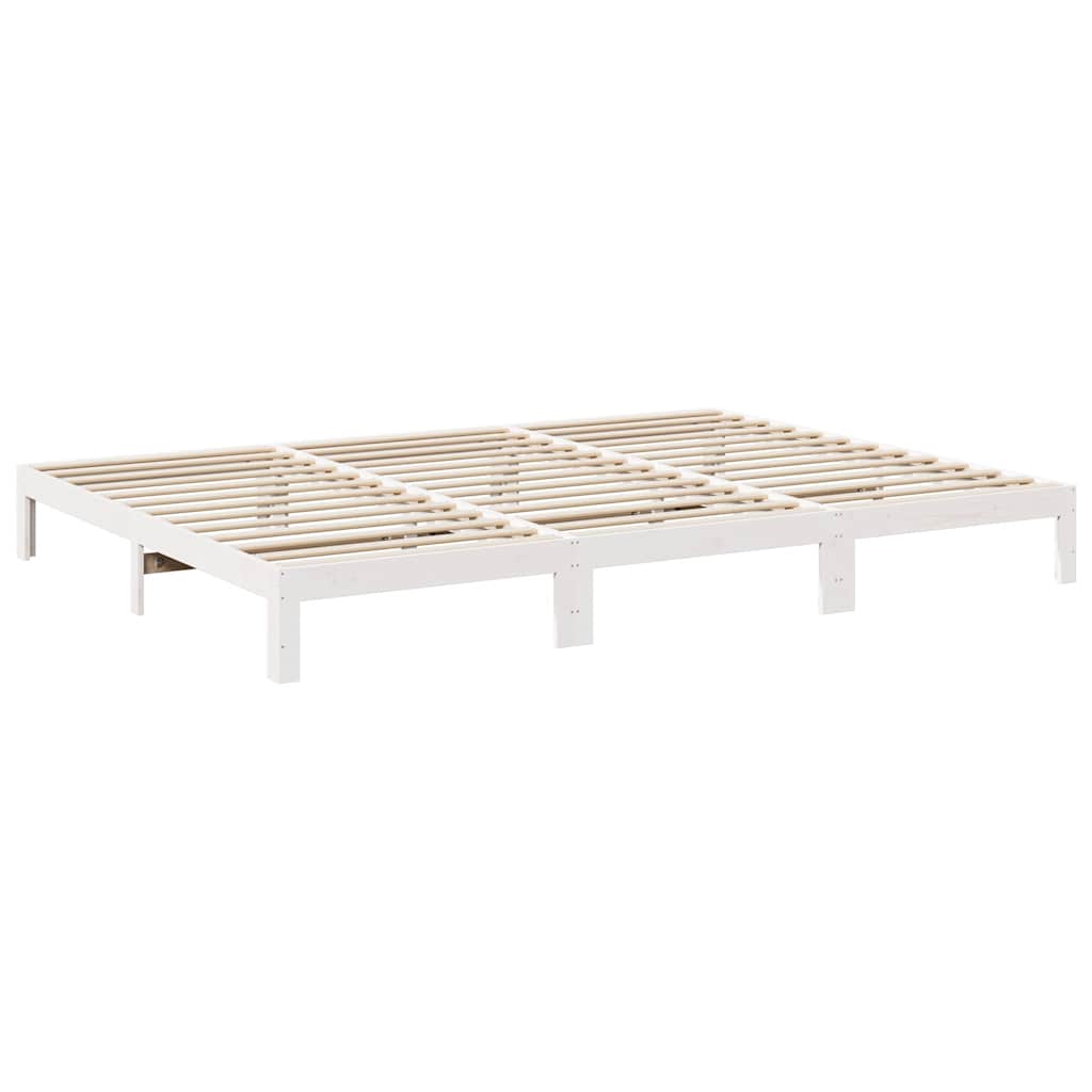 vidaXL Family Bed Frame No Mattress White 270x200 cm Solid Wood Pine 6
