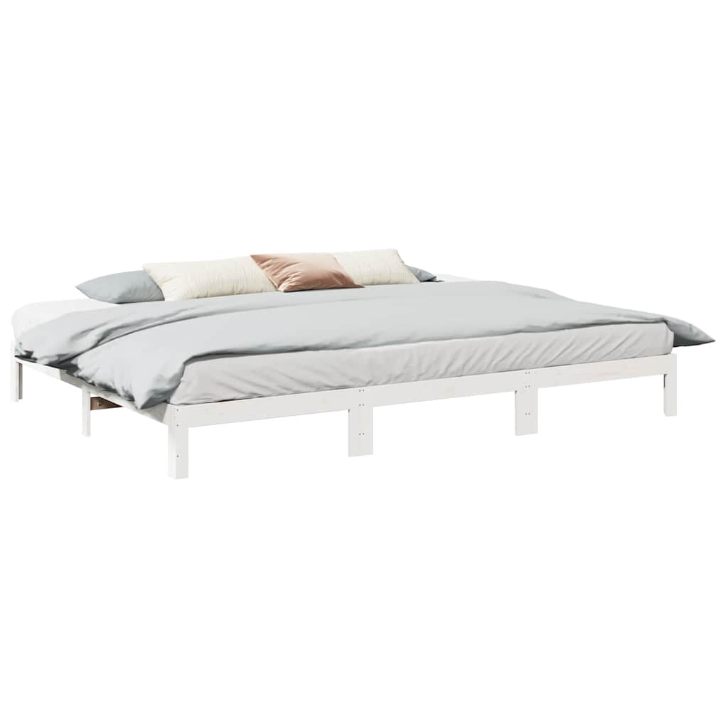 vidaXL Family Bed Frame No Mattress White 270x200 cm Solid Wood Pine 1